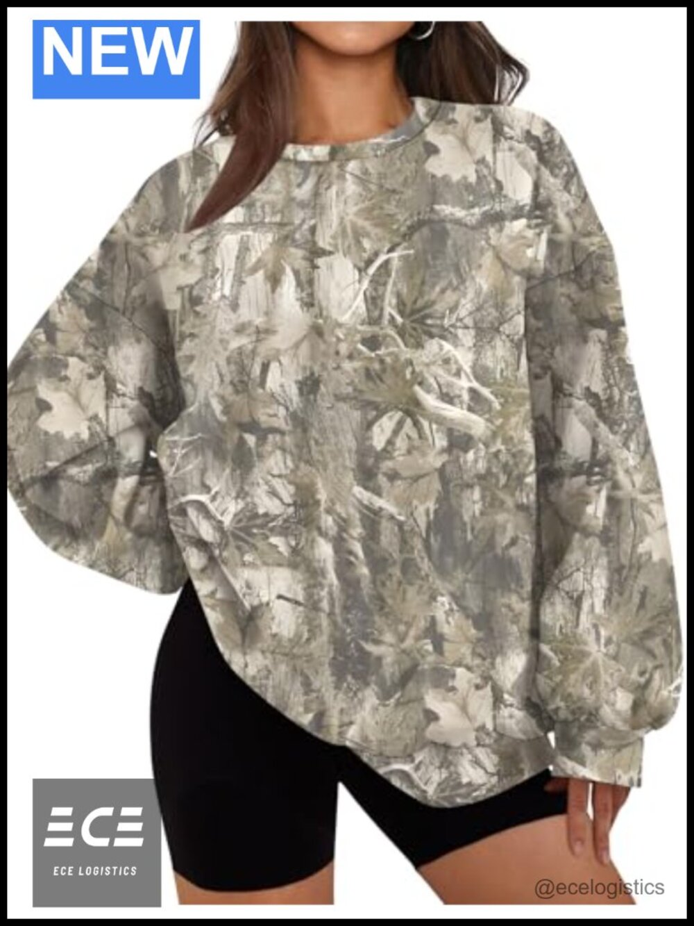Oversized Crewneck Sweatshirt Women Fleece Lined Pullover Casual